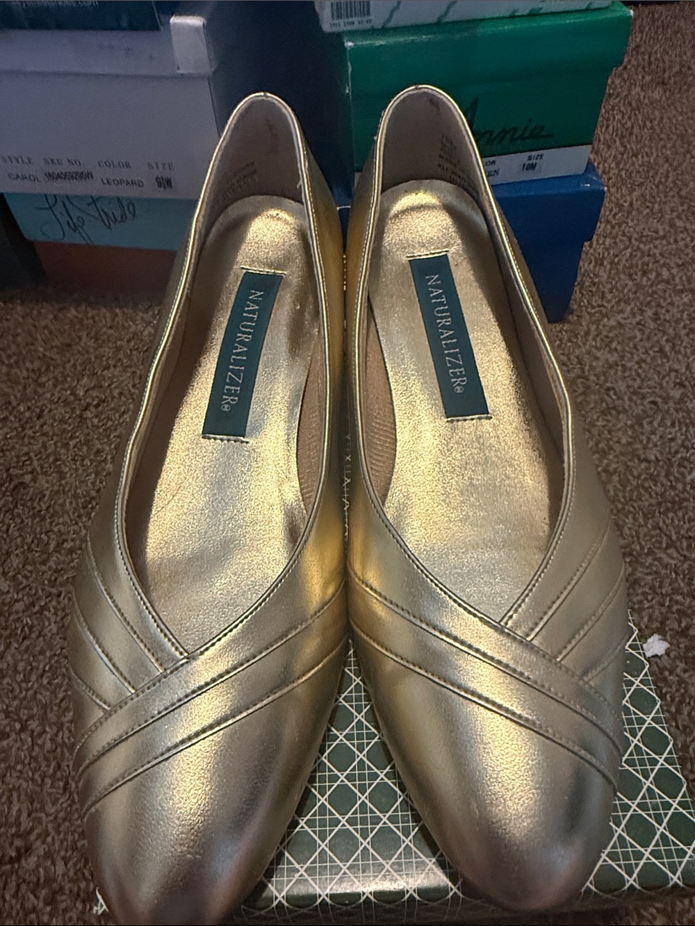 Naturalizer Metallic Gold Leather Slip-On Ballet baby wedge heel size 10M